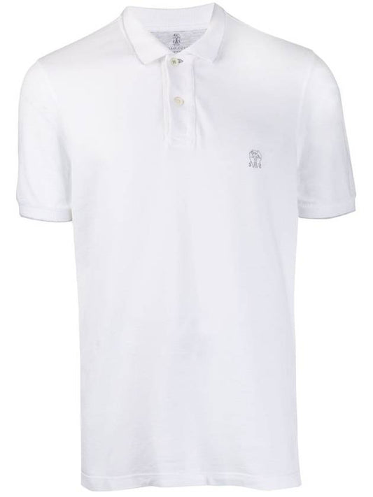 Logo Detail Slim Fit Short Sleeve Polo Shirt White - BRUNELLO CUCINELLI - BALAAN 1