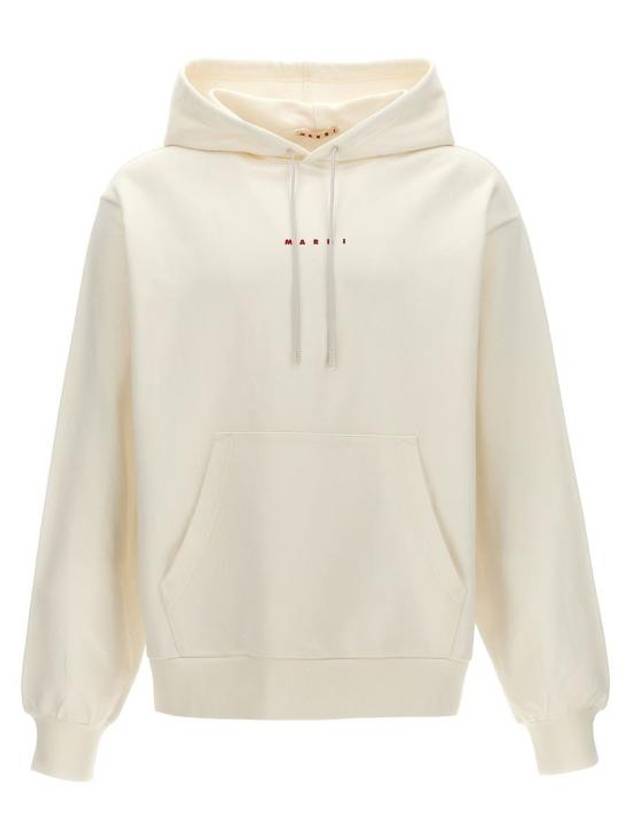 Logo Print Drawstring Hoodie White - MARNI - BALAAN 2