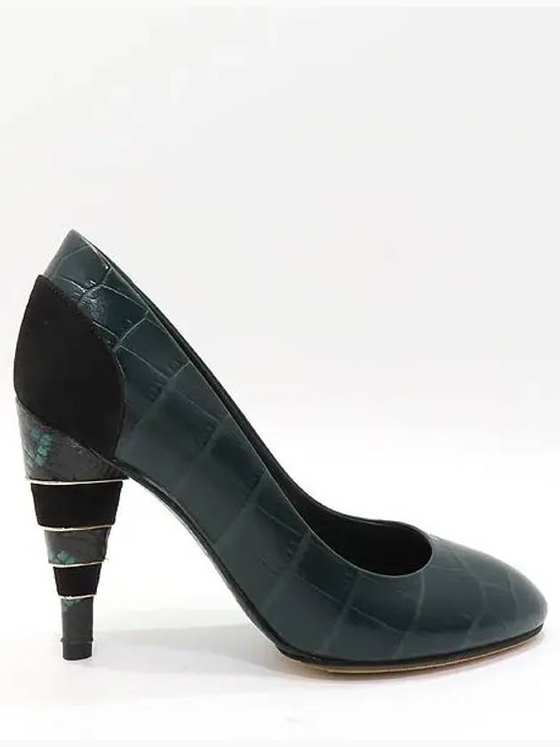 Ferragamo FE1143 Green Snakeskin Pattern Leather Women s High Heels Size 6 230MM - SALVATORE FERRAGAMO - BALAAN 3