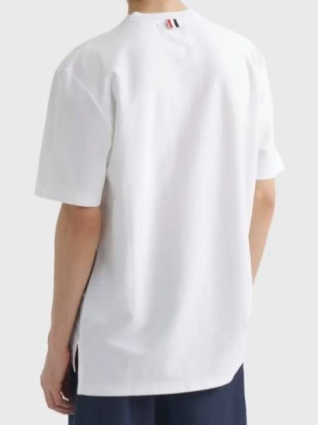 RWB Stripe Cotton Short Sleeve T-shirt White - THOM BROWNE - BALAAN 6