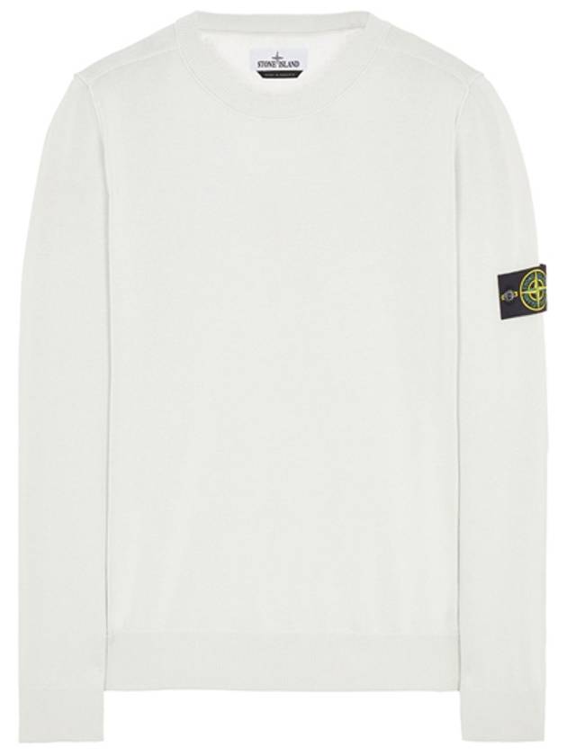 Wappen Patch Crew Neck Soft Cotton Knit Top White - STONE ISLAND - BALAAN 2