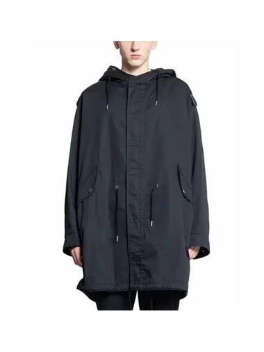 Technical Cotton Long Parka Black - CELINE - BALAAN 1