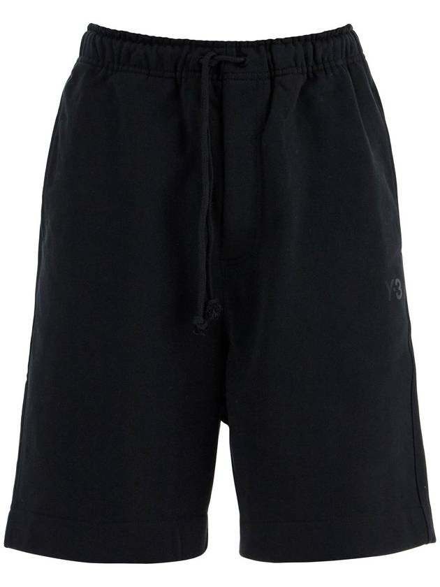 high-waisted black cotton sports shorts - Y-3 - BALAAN 1