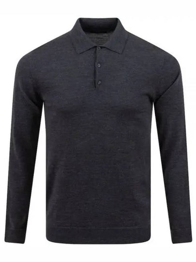 Noel Light Merino Long Sleeve Polo Shirt Dark Grey Melange - J.LINDEBERG - BALAAN 2