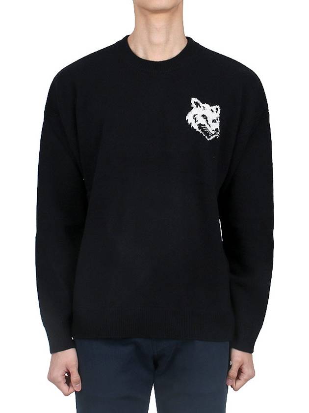 Intarsia Fox Head Comfort Knit Top Black - MAISON KITSUNE - BALAAN 3