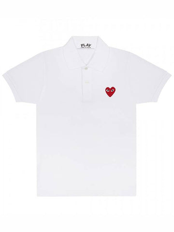 Comme des Garçons White Red Waffen PK Short Sleeve T-Shirt - COMME DES GARCONS PLAY - BALAAN 1