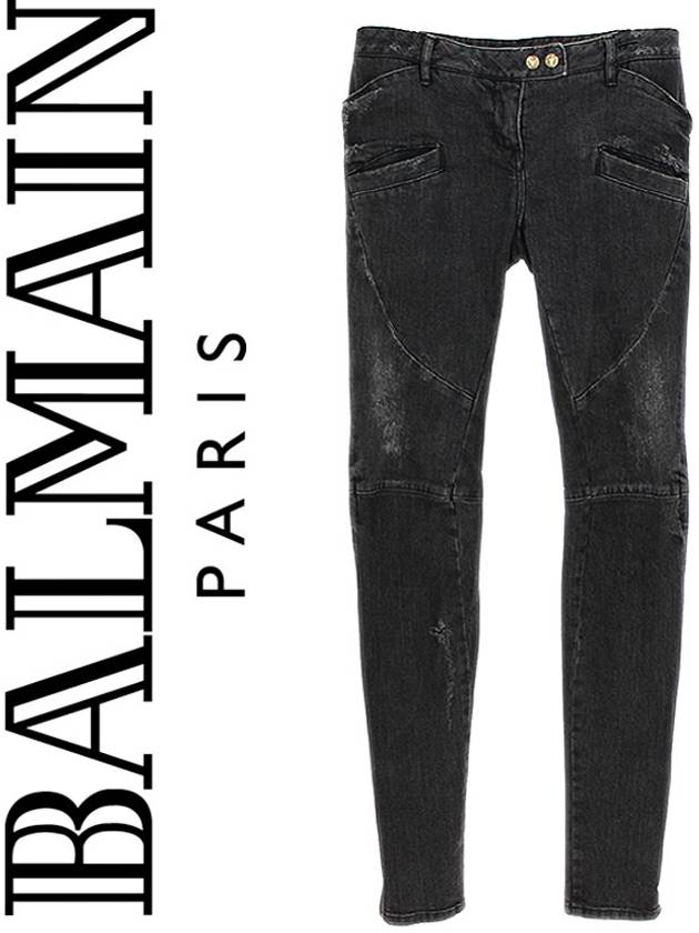 Women s Black Biker Jeans 5401892B - BALMAIN - BALAAN 1