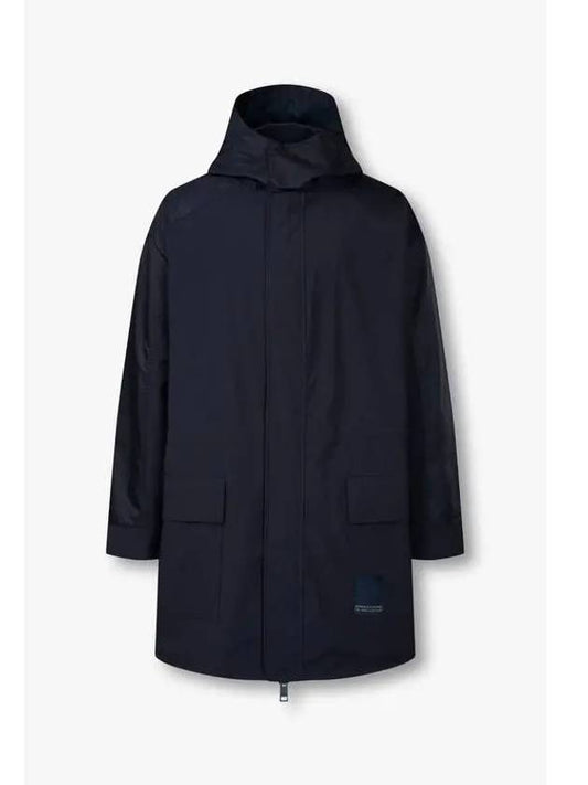 Men s Logo Patch Detachable Hooded Coat Dark Navy - ARMANI EXCHANGE - BALAAN 1