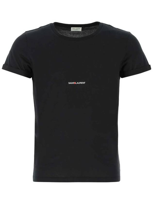 Men's Small Logo Short Sleeve T-Shirt Black - SAINT LAURENT - BALAAN 2