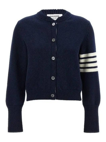 Merino Wool 4 Bar Rose Icon Cardigan - THOM BROWNE - BALAAN 1