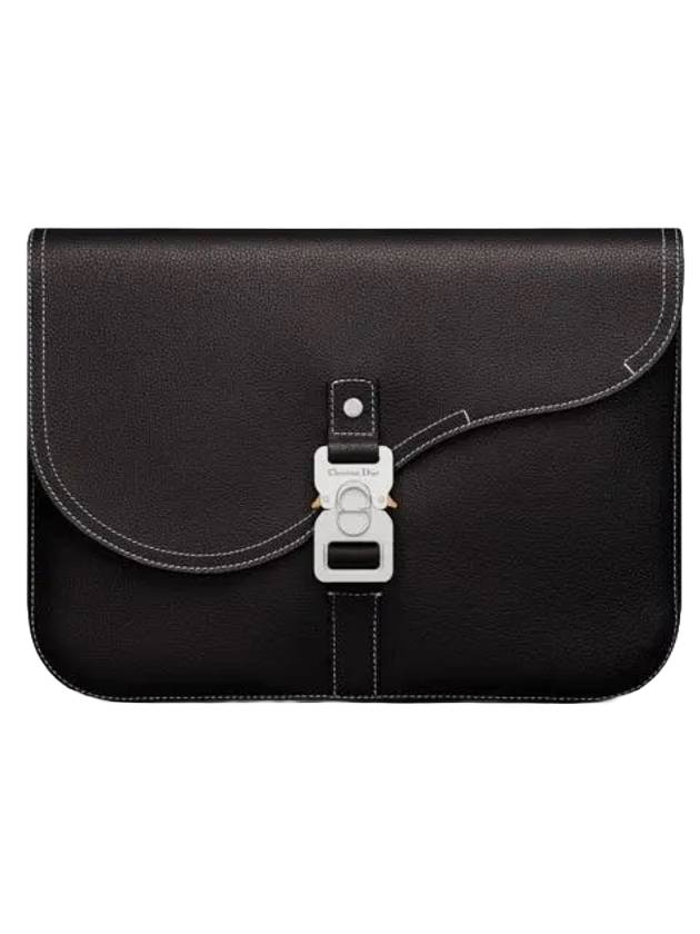 Saddle A4 Grained Calfskin Pouch Black - DIOR - BALAAN 1