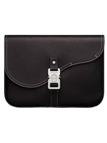 Saddle A4 Grained Calfskin Pouch Black - DIOR - BALAAN 1