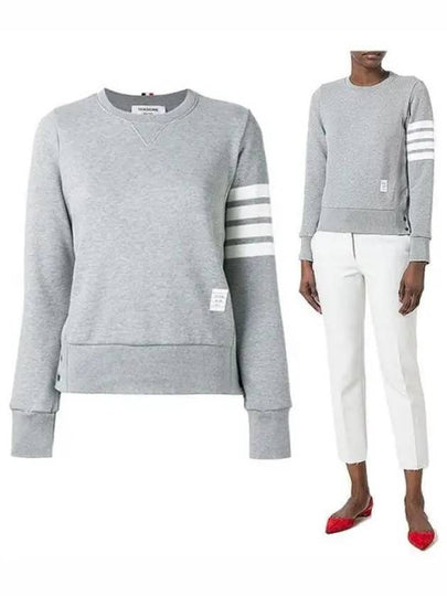 Engineered 4 Bar Stripe Loopback Jersey Knit Crewneck Sweatshirt Light Grey - THOM BROWNE - BALAAN 2