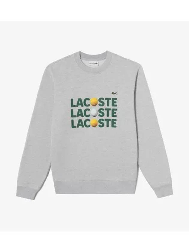 Men s Heavy Jersey Lettering Ball Graphic Sweatshirt Melange Gray - LACOSTE - BALAAN 1