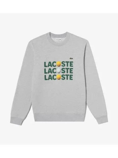 Men s Heavy Jersey Lettering Ball Graphic Sweatshirt Melange Gray - LACOSTE - BALAAN 1