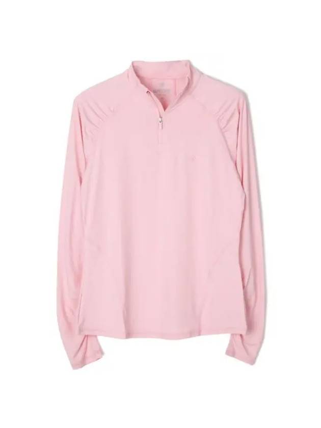 Silky Ruched Quarter Zip Pullover Tech Nylon Long Sleeve T-Shirt Pink - G/FORE - BALAAN 1