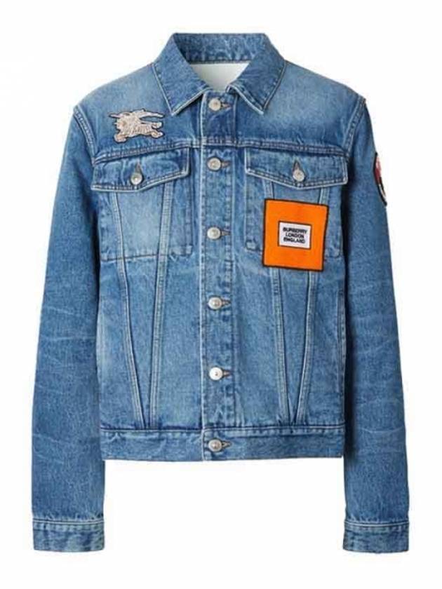 Men's Logo Patch Denim Jacket Blue - BURBERRY - BALAAN 1