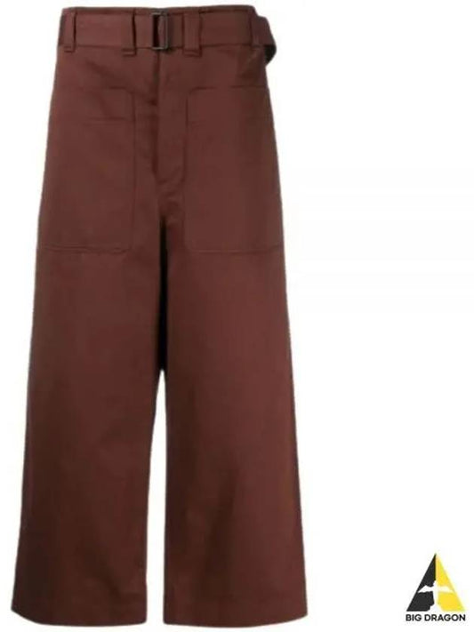 Belted Pocket Crop Pants  Brown - LEMAIRE - BALAAN 2