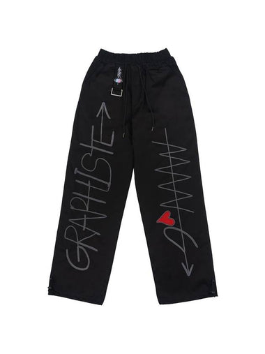 Embroidery Cotton Wide Pants Black - GRAPHISTE MAN.G - BALAAN 1