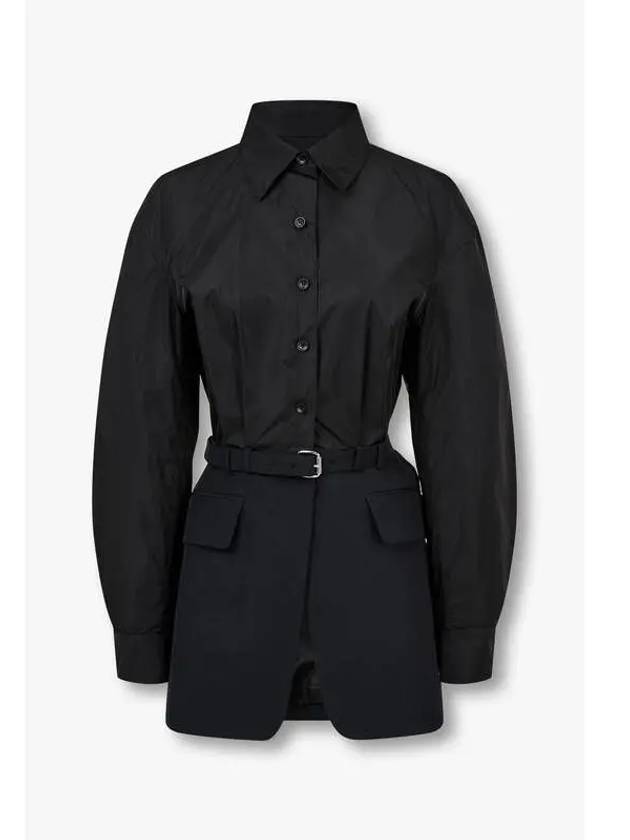 Half color combination belted shirt jacket black - ALEXANDER WANG - BALAAN 1