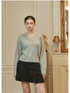 Women's Woods V-neck Knit Top Gray - MICANE - BALAAN 6