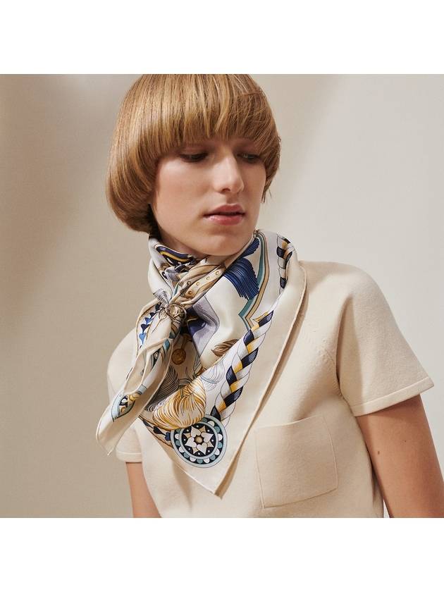 Harnais De Coeur Silk 90 Scarf Creme - HERMES - BALAAN 3