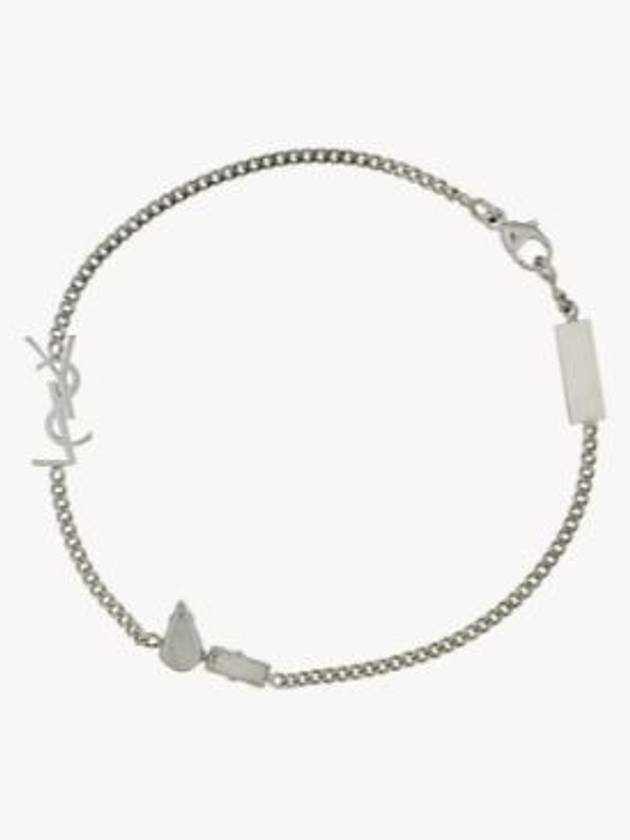 Opyum Charm Bracelet In Metal And Rhinestone Oxidized Silver - SAINT LAURENT - BALAAN 3