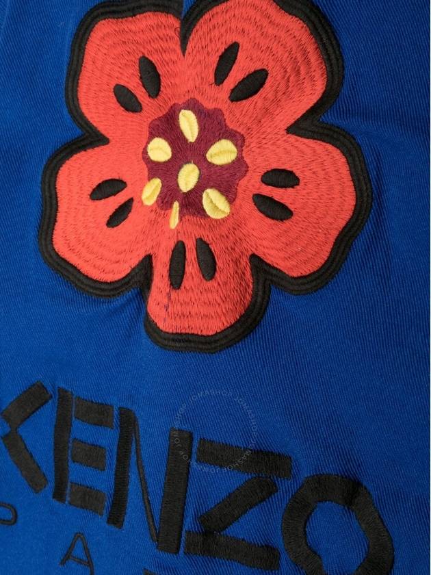 Kid's Logo Embroidered Cotton Jacket Blue - KENZO - BALAAN 4