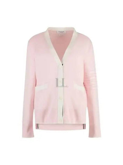 Milano Stitch V Neck Cardigan Pink - THOM BROWNE - BALAAN 2