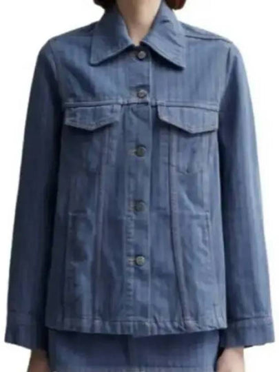 Stripe Overdyed Denim Jacket Blue - GANNI - BALAAN 2