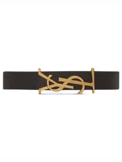 Monogram Logo Leather Bracelet Black - SAINT LAURENT - BALAAN 2