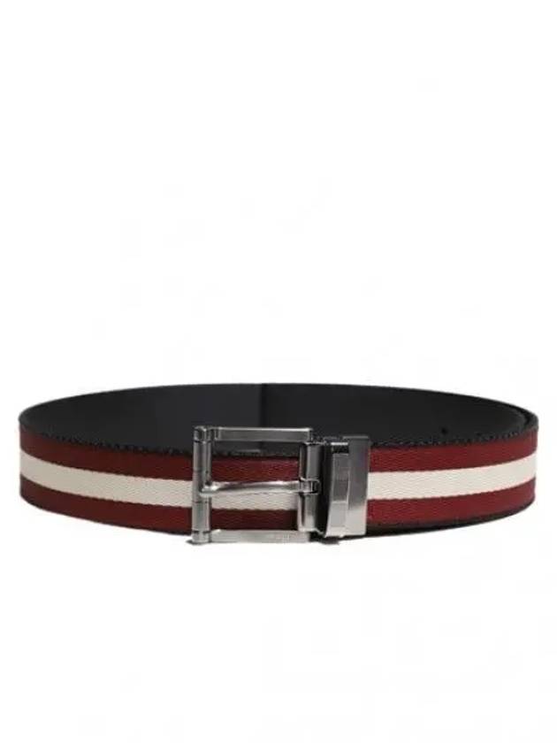 Taylan Stripe Reversible Belt Black Red - BALLY - BALAAN 2
