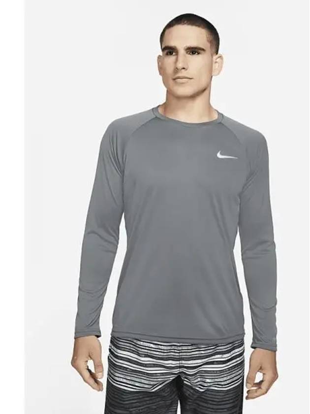 Essential Men s Long Sleeve Hydroguard Swim Shirt Iron Gray White DM3768 068 699110 - NIKE - BALAAN 1