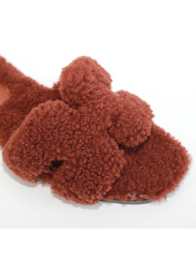 Oran Fleece Shearling Sandals Slippers H212178ZH - HERMES - BALAAN 6