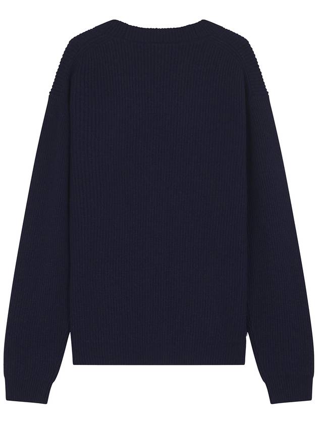 Bold Fox Head Patch Comfort Ribbed Cardigan Navy - MAISON KITSUNE - BALAAN 3