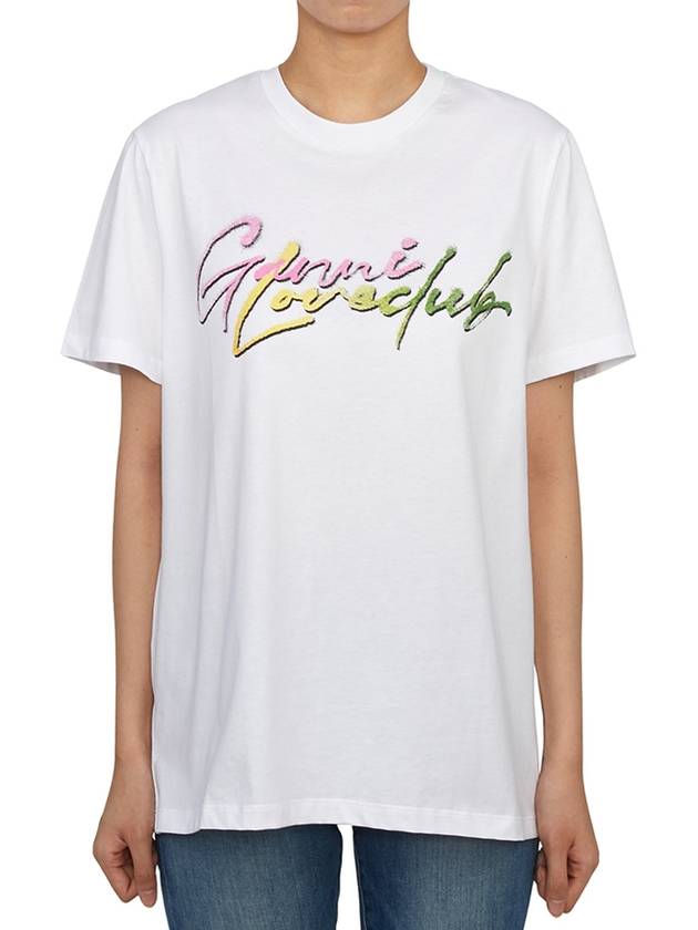 Love Print Cotton Short Sleeve T-Shirt White - GANNI - BALAAN 2