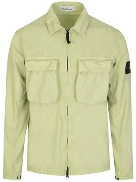 Front Pocket Wappen Patch Overshirt Zip-Up Jacket Light Green - STONE ISLAND - BALAAN 2