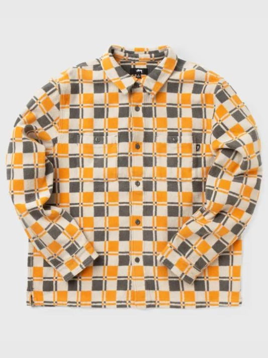 Brent Plaid Long Sleeve Shirt Tan 1110199 Brent Plaid LS Shirt Tan - STUSSY - BALAAN 1