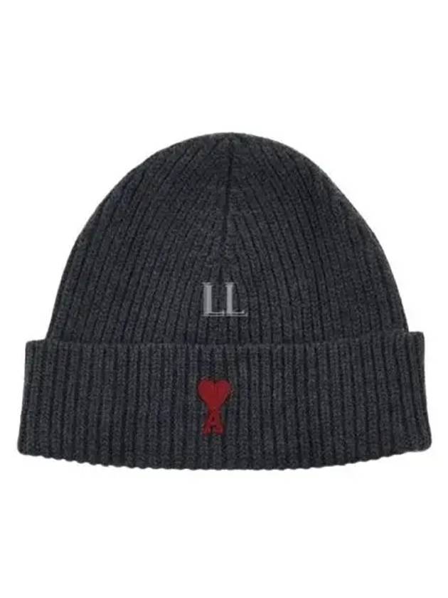 Heart Logo Wool Beanie Heather Grey - AMI - BALAAN 2