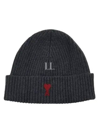 Heart Logo Wool Beanie Heather Grey - AMI - BALAAN 2