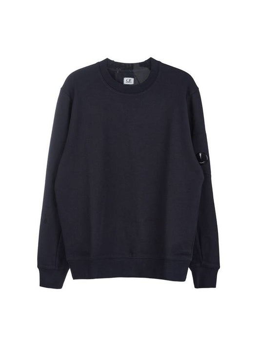 Men's Lens Waffen Daigonal Fleece Sweatshirt Navy - CP COMPANY - BALAAN 1