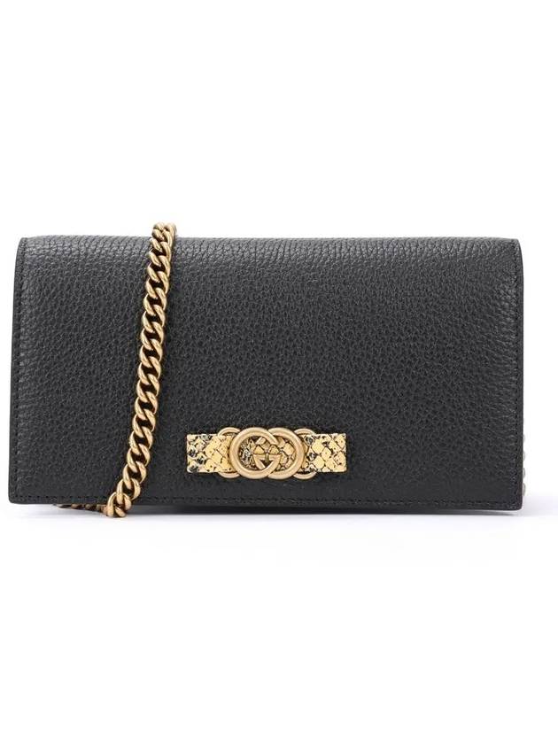 GG Interlocking Leather Chain Long Wallet Black - GUCCI - BALAAN 2