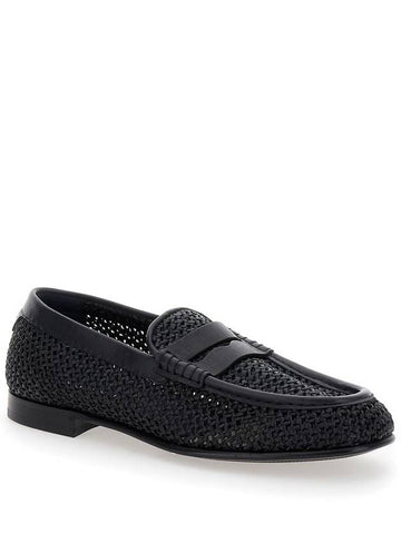 Black Slip-On Loafers In Woven Rafia Man - DOLCE&GABBANA - BALAAN 1