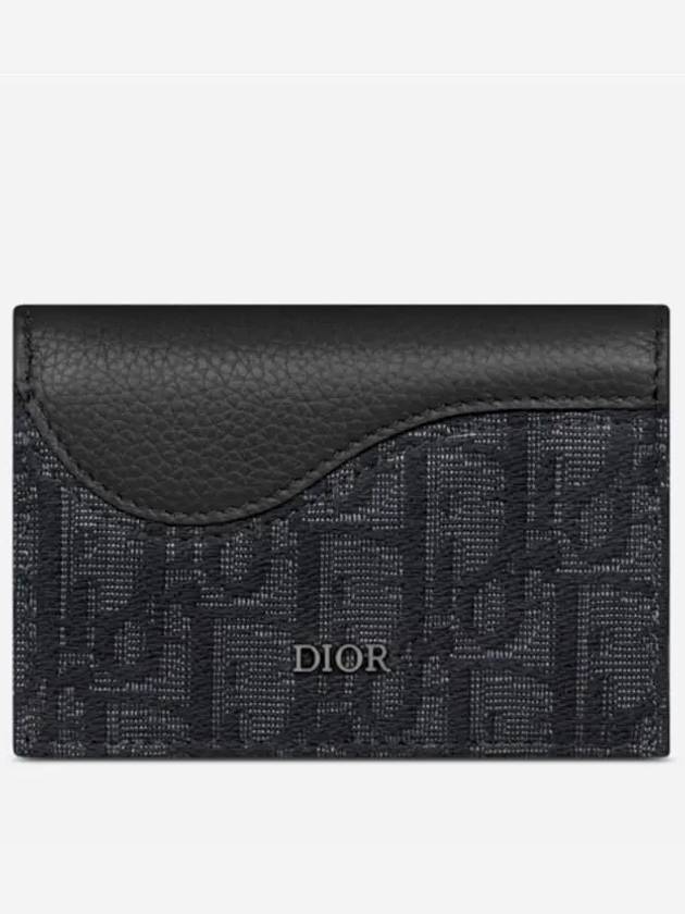 Saddle Oblique Jacquard Canvas Card Wallet Black - DIOR - BALAAN 2