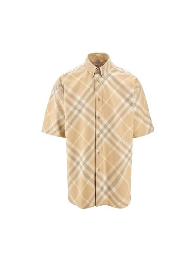 Check Short Sleeve Shirt Beige - BURBERRY - BALAAN 2