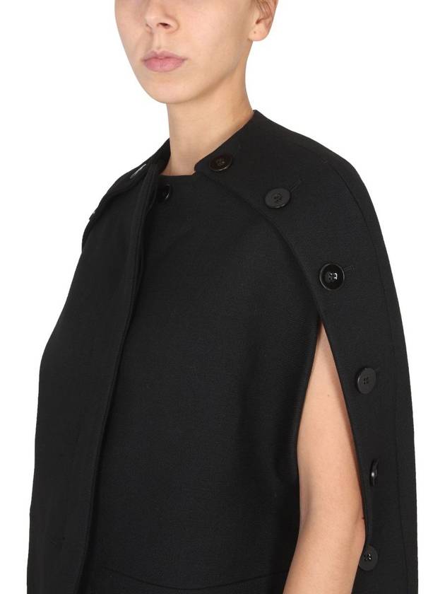 Wool Cape Coat Black - JIL SANDER - BALAAN 5