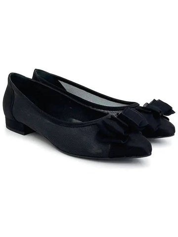 A O Ellove 17P Ribbon Mesh Satin Flat Shoes 35 5 Black 4ET0732 - CHANEL - BALAAN 1