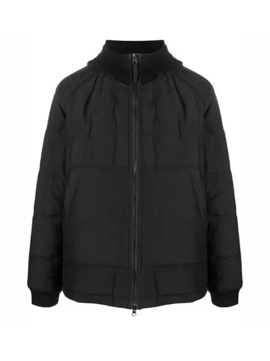 Waffen Patch Quilted Hood Zip-up Black - STONE ISLAND - BALAAN.