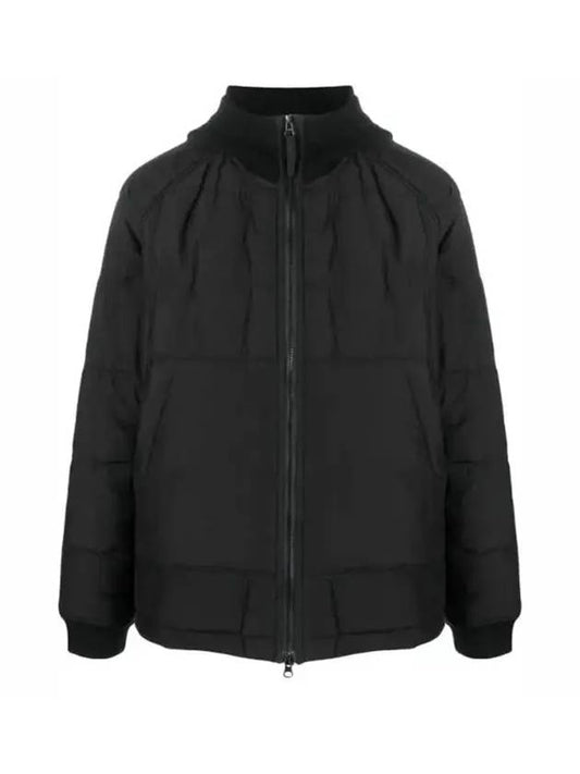 Wappen Patch Quilted Cupro Cotton Zip Up Hoodie Black - STONE ISLAND - BALAAN 1