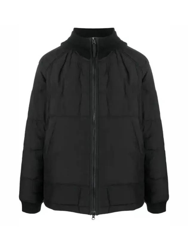 Wappen Patch Quilted Cupro Cotton Zip Up Hoodie Black - STONE ISLAND - BALAAN 1